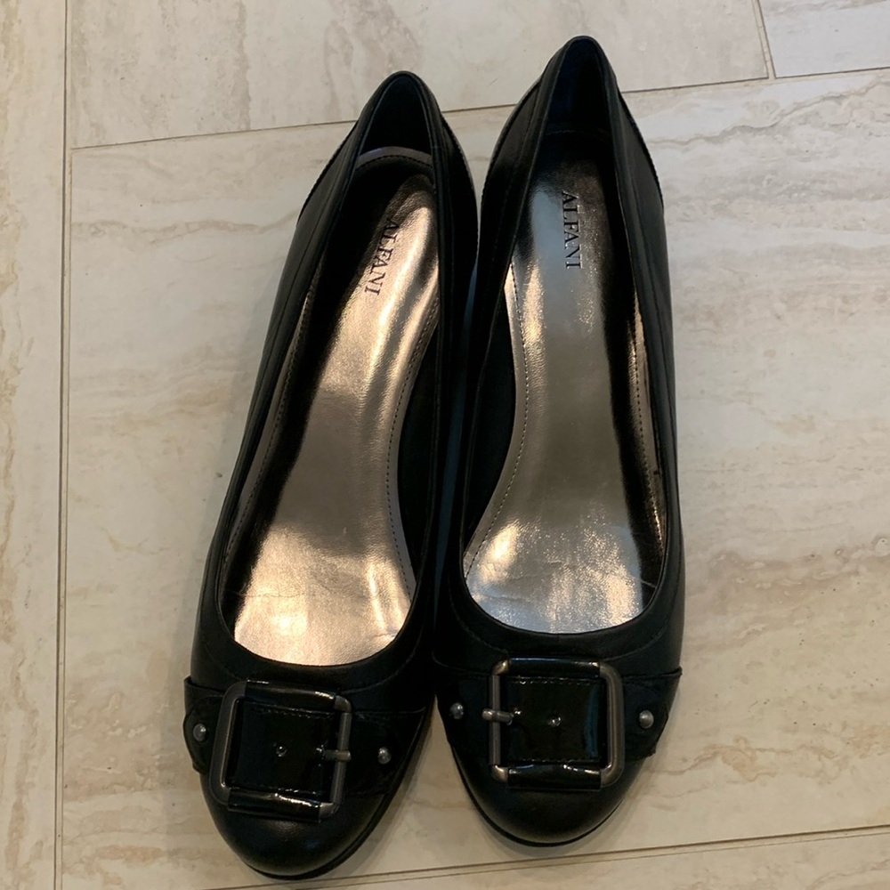 Alfani Black Buckle Flats